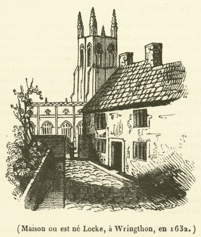 Maison où est né Locke, à Wringthon, en 1632 - French School